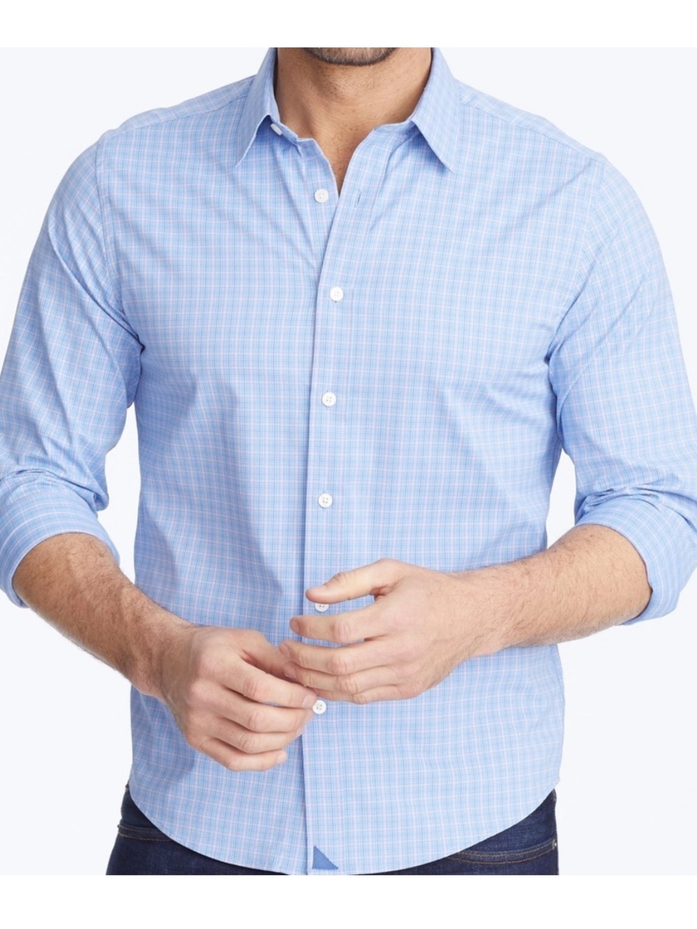 UNTUCKIT Men’s Size XXXL Blue Pink Plaid Janisson Long Sleeve Button Down Shirt